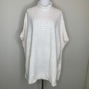 Divided H&M Cream Textured Poncho Button Sides Sz Small OSFA